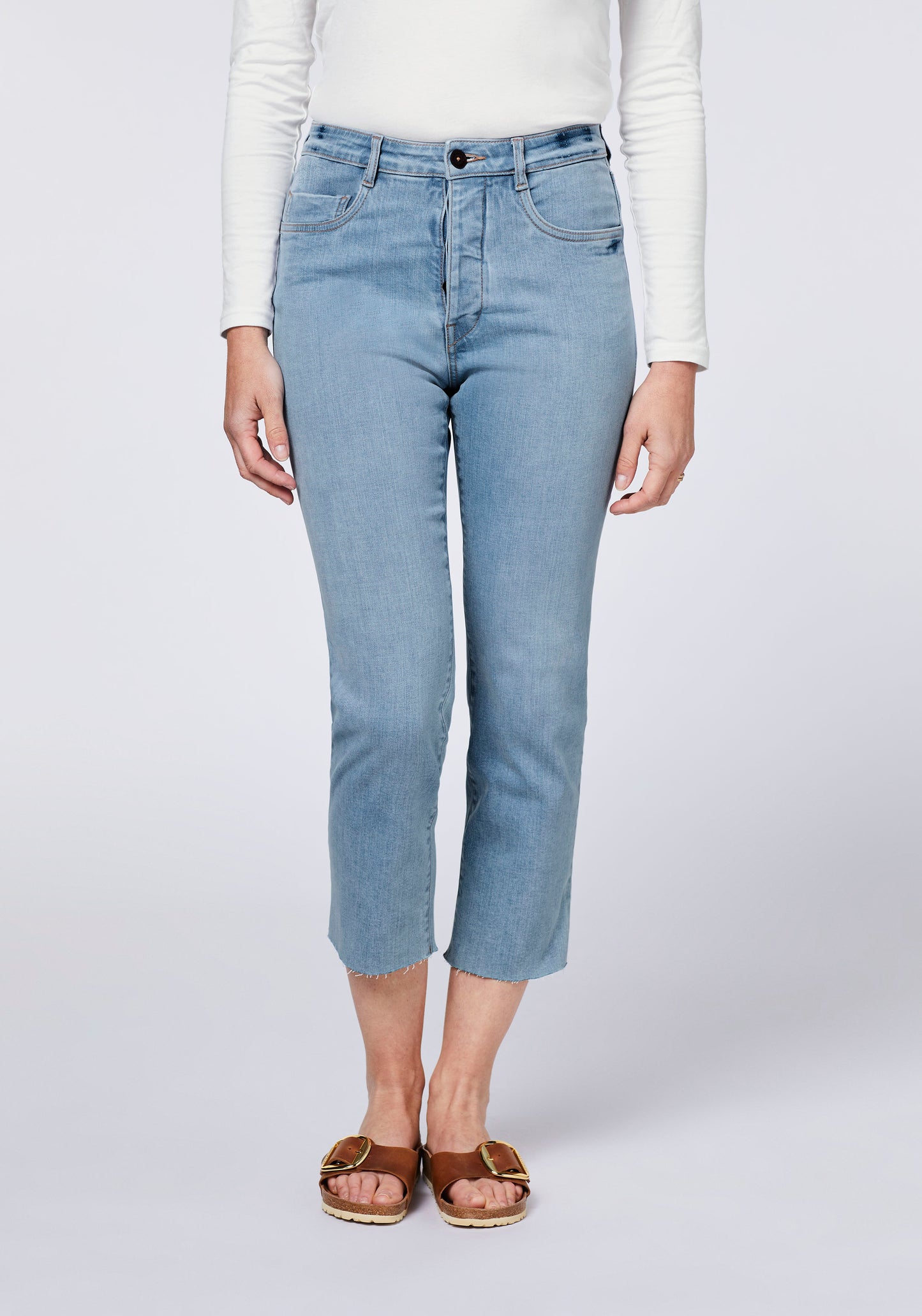 Detto Fatto Woman High Waist Cropped Straight Women, Jeans, Comfort Fit 40 Light Blue