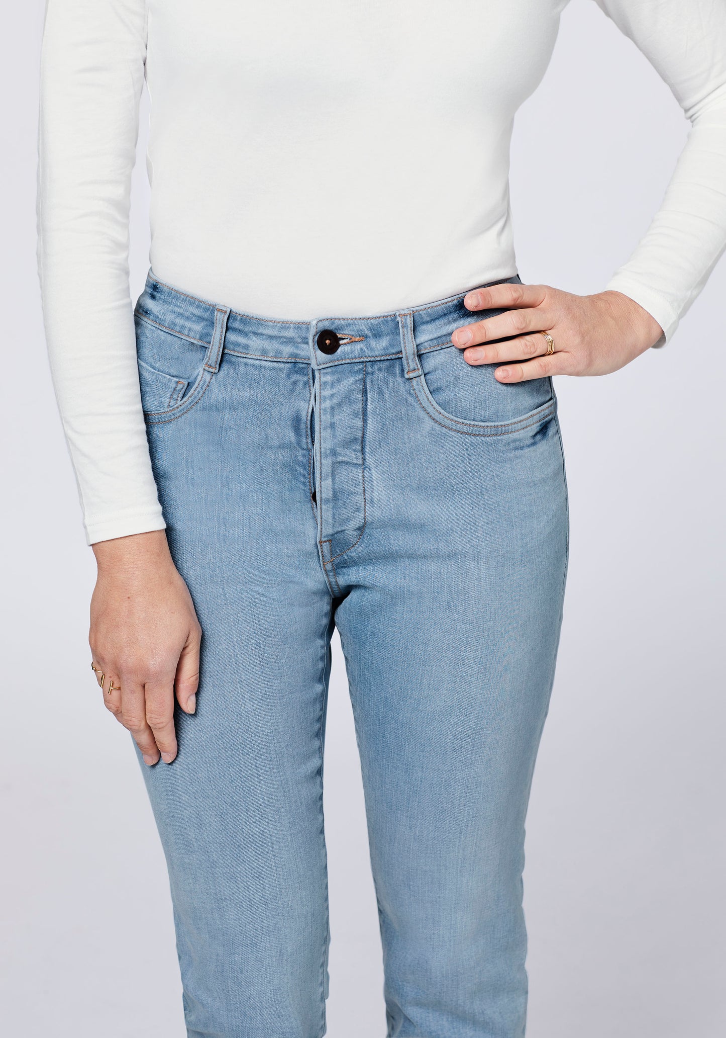 Detto Fatto Woman High Waist Cropped Straight Women, Jeans, Comfort Fit 40 Light Blue