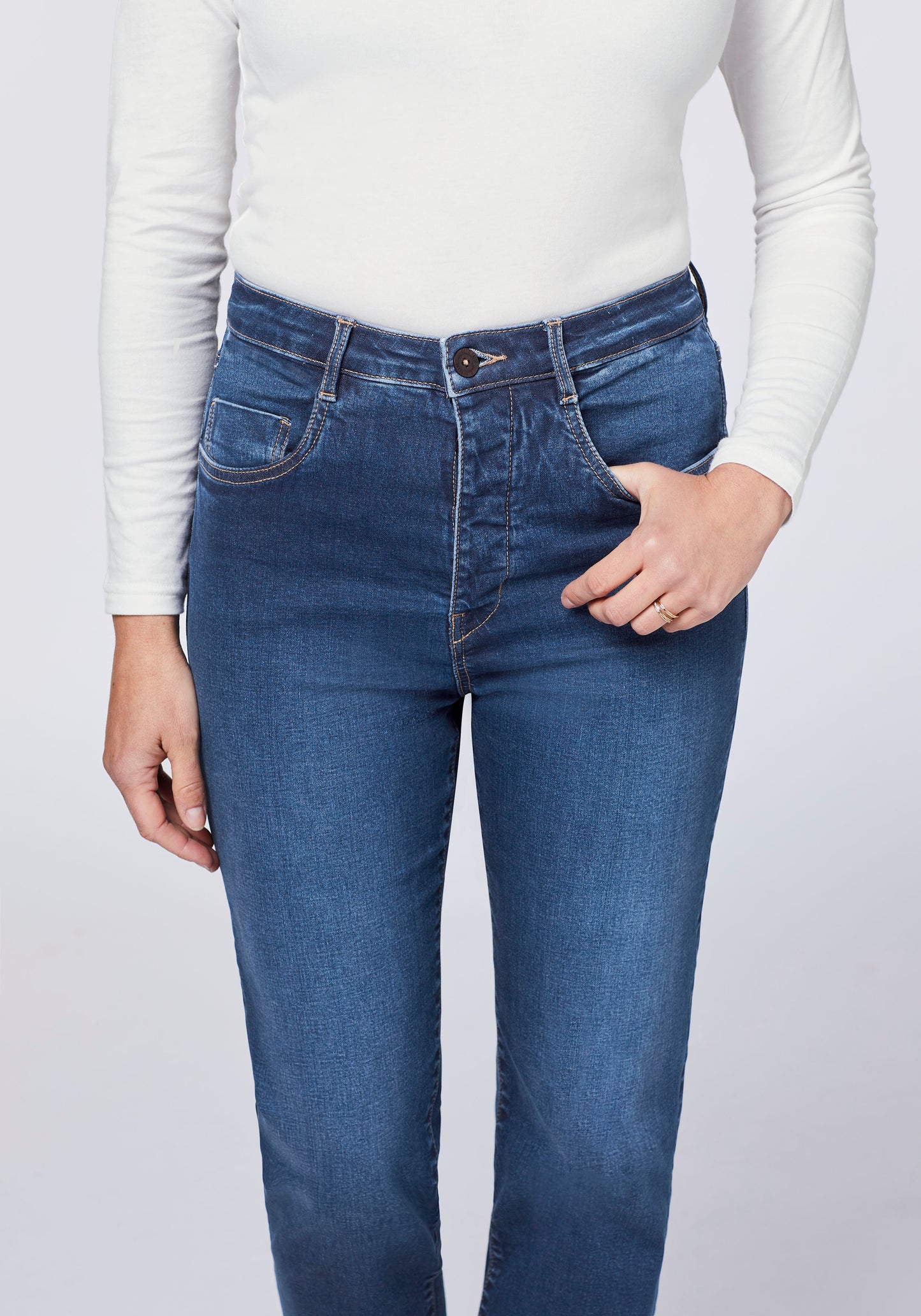 Detto Fatto Woman High Waist Cropped Straight Women, Jeans, Comfort Fit