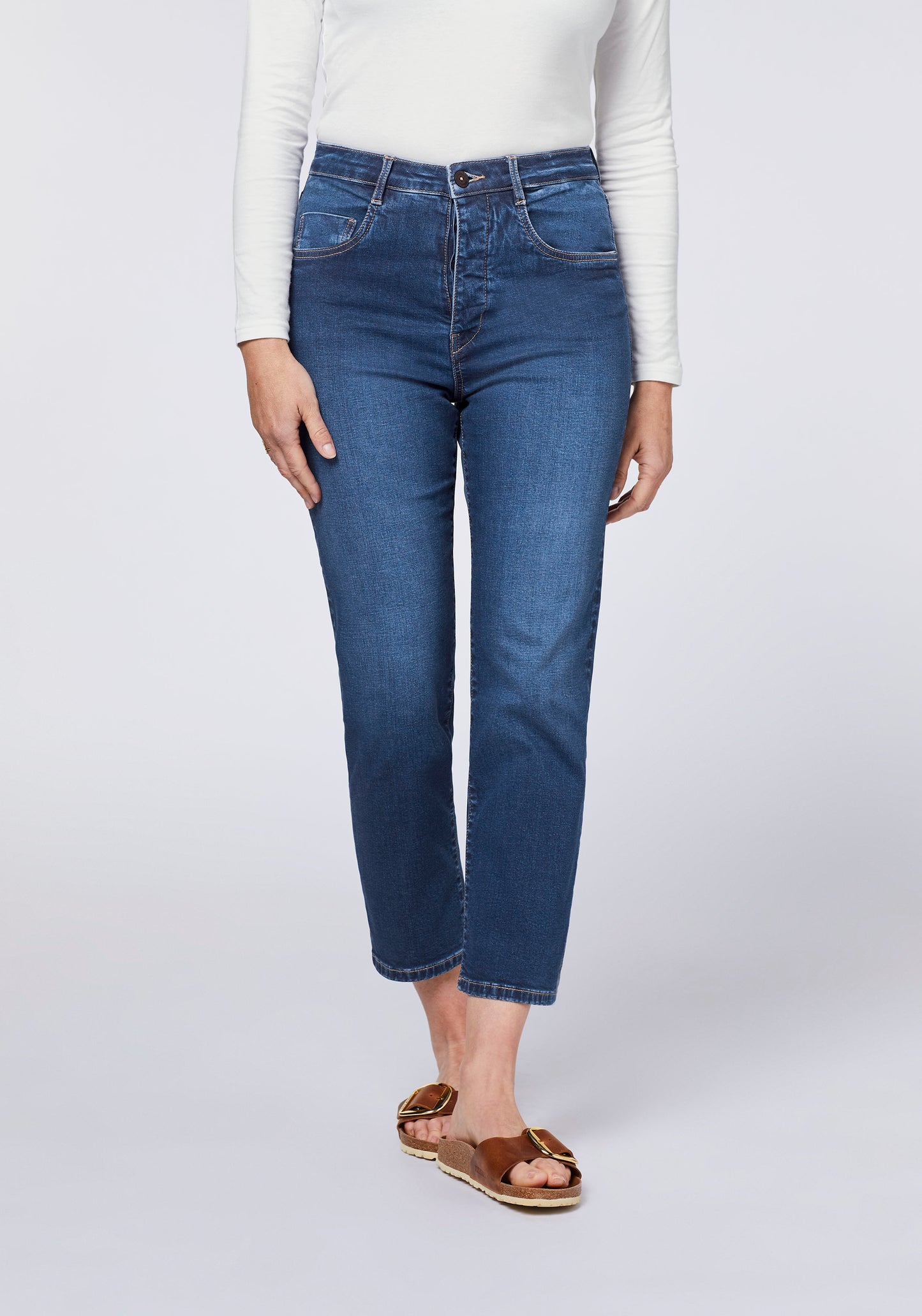 Detto Fatto Woman High Waist Cropped Straight Women, Jeans, Comfort Fit