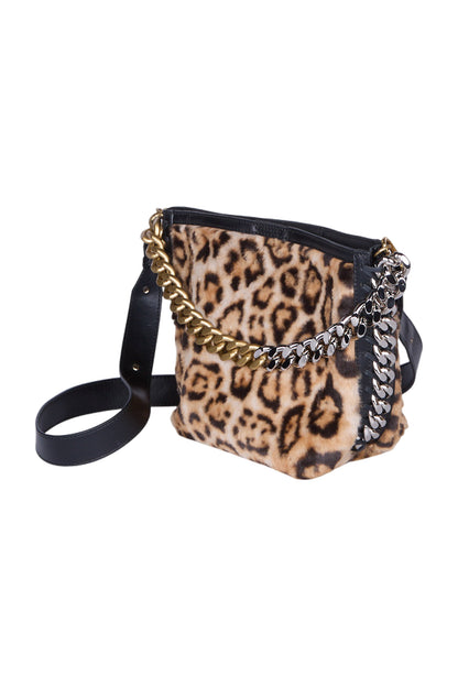 Stella Mccartney Frayme Bucket Bag Animal Print Fur One Size Bronze 