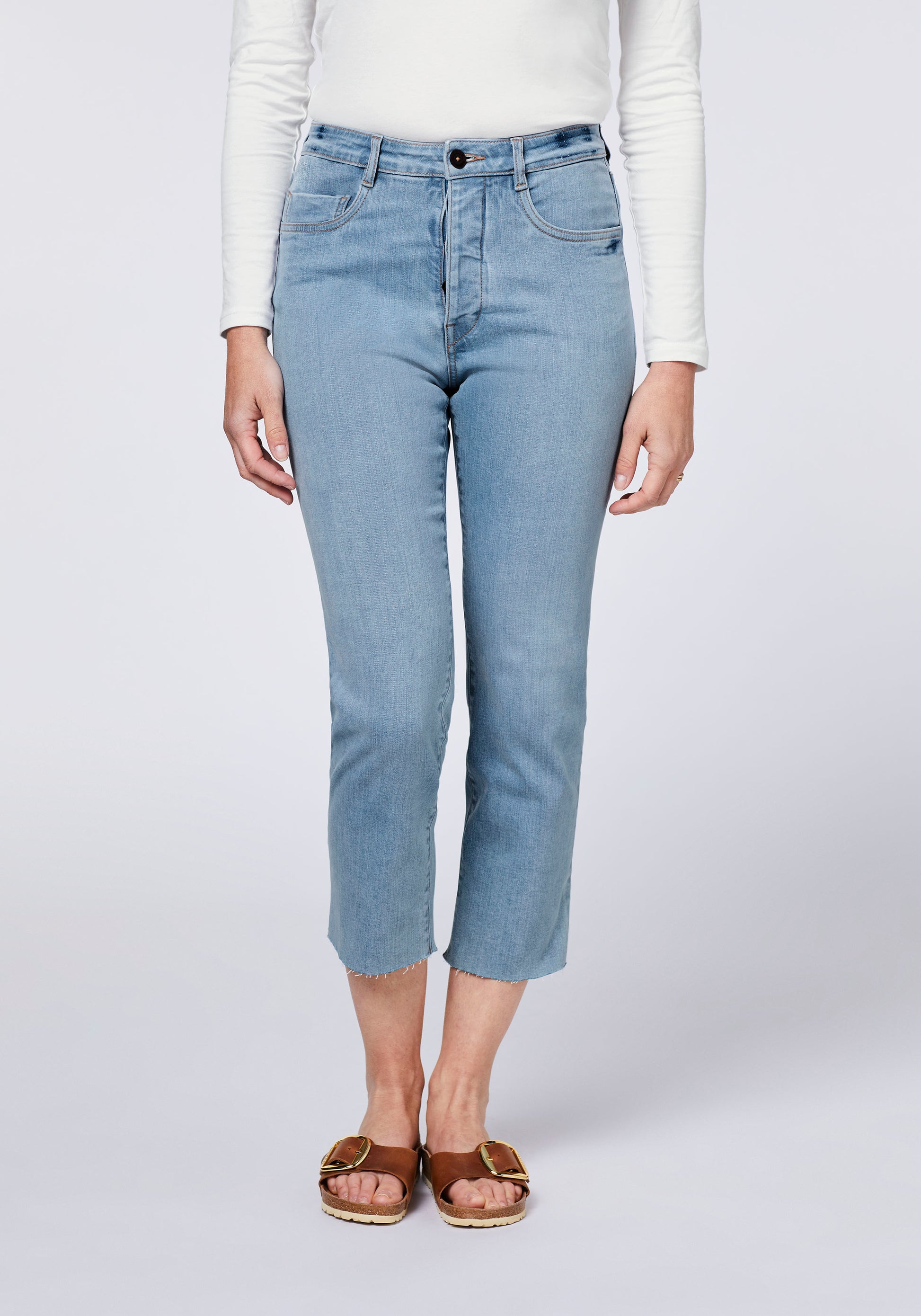 Detto Fatto Woman High Waist Cropped Straight Women, Jeans, Comfort Fit 40 Light Blue