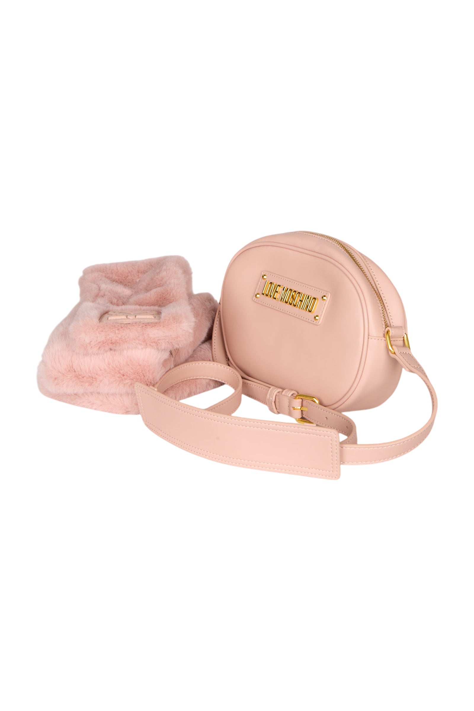 Love Moschino Crossbody Tasche in Rosé mit Schal-Detail aus Kunstpelz Handtasche  