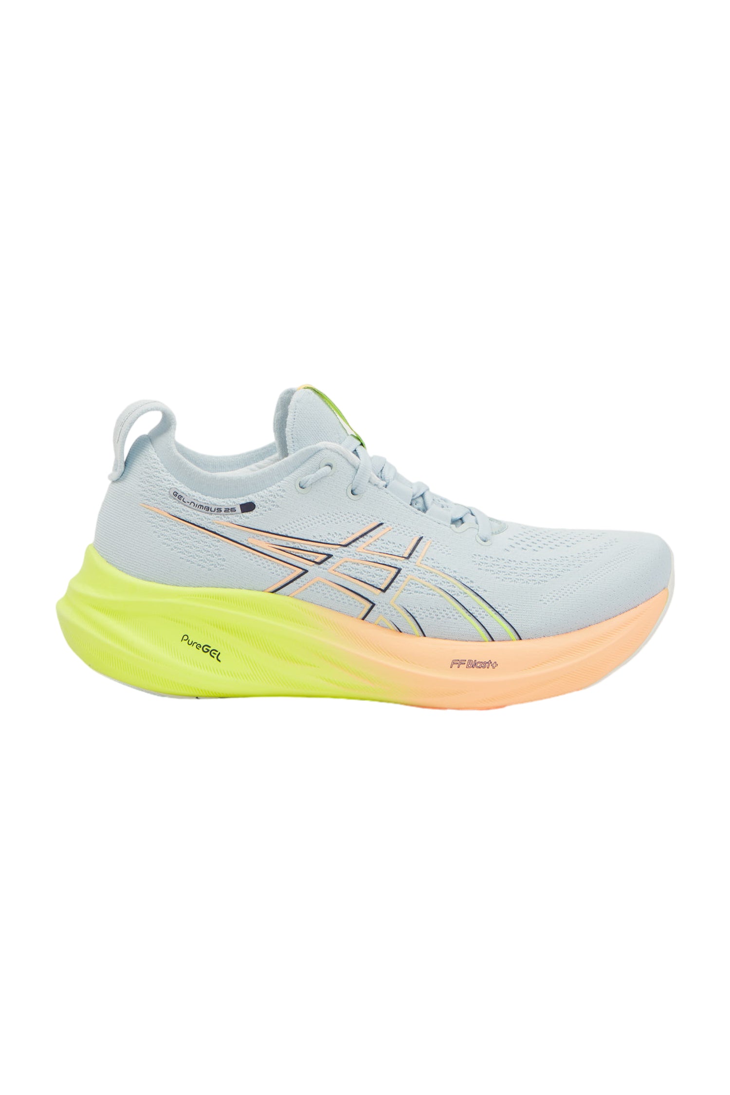 Asics Gel-Nimbus 26 Damen Laufschuhe - Cool Grey/Safety Yellow