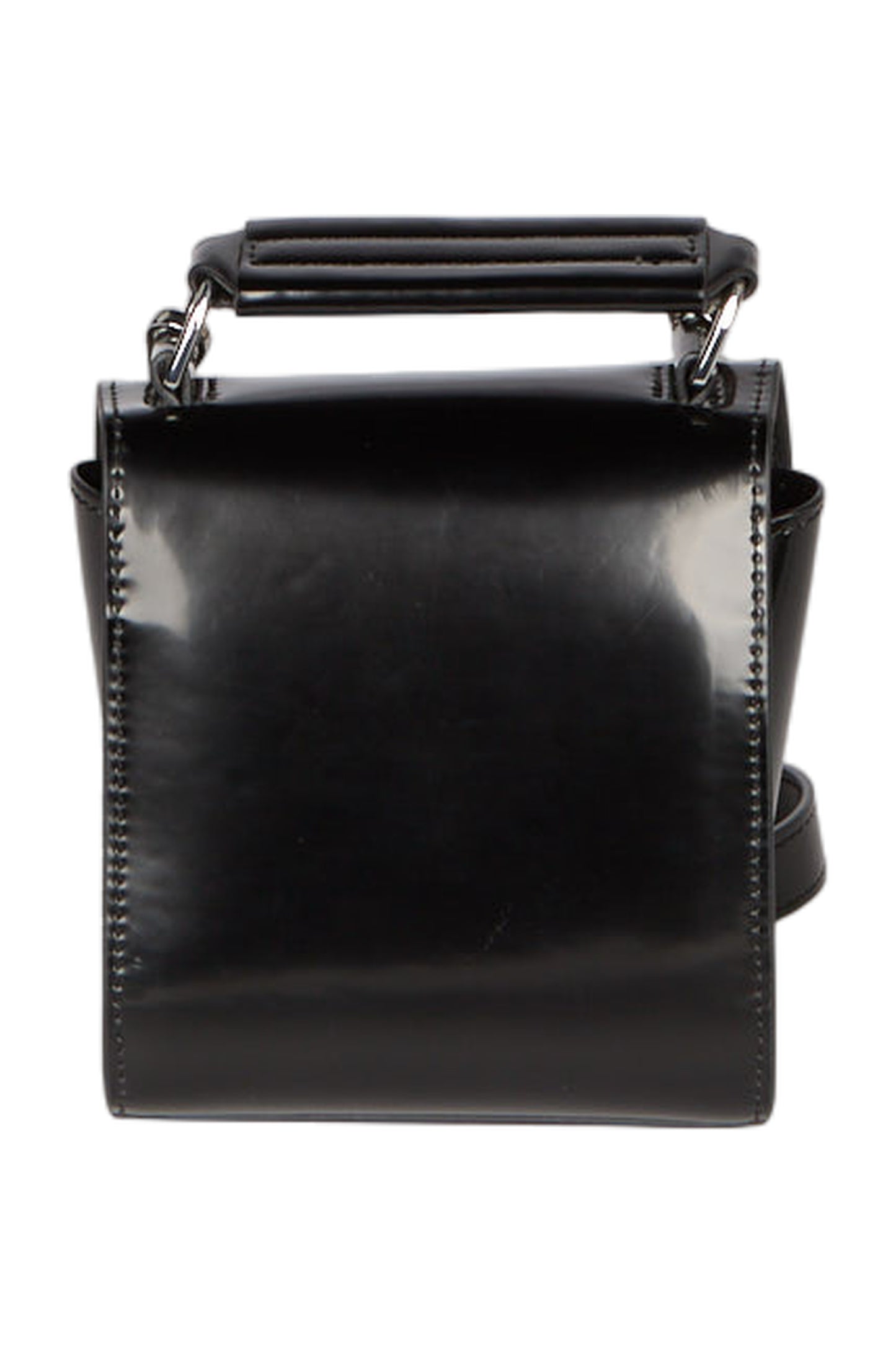  MSGM Mini Clic Umhängetasche aus Glattleder Handtasche Schwarz 
