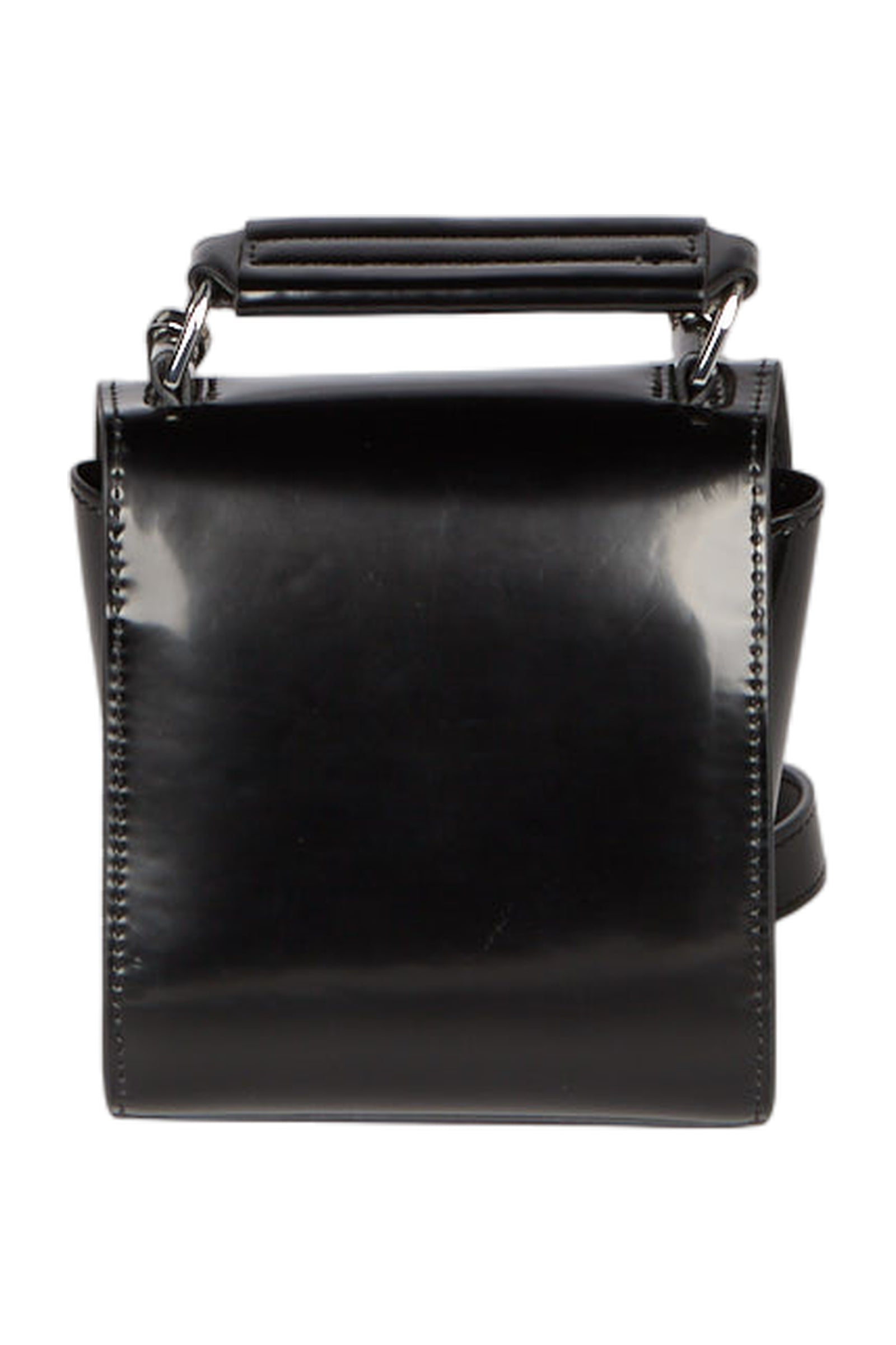  MSGM Mini Clic Umhängetasche aus Glattleder Handtasche Schwarz 