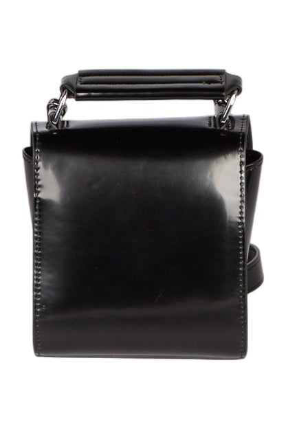  MSGM Mini Clic Umhängetasche aus Glattleder Handtasche Schwarz 