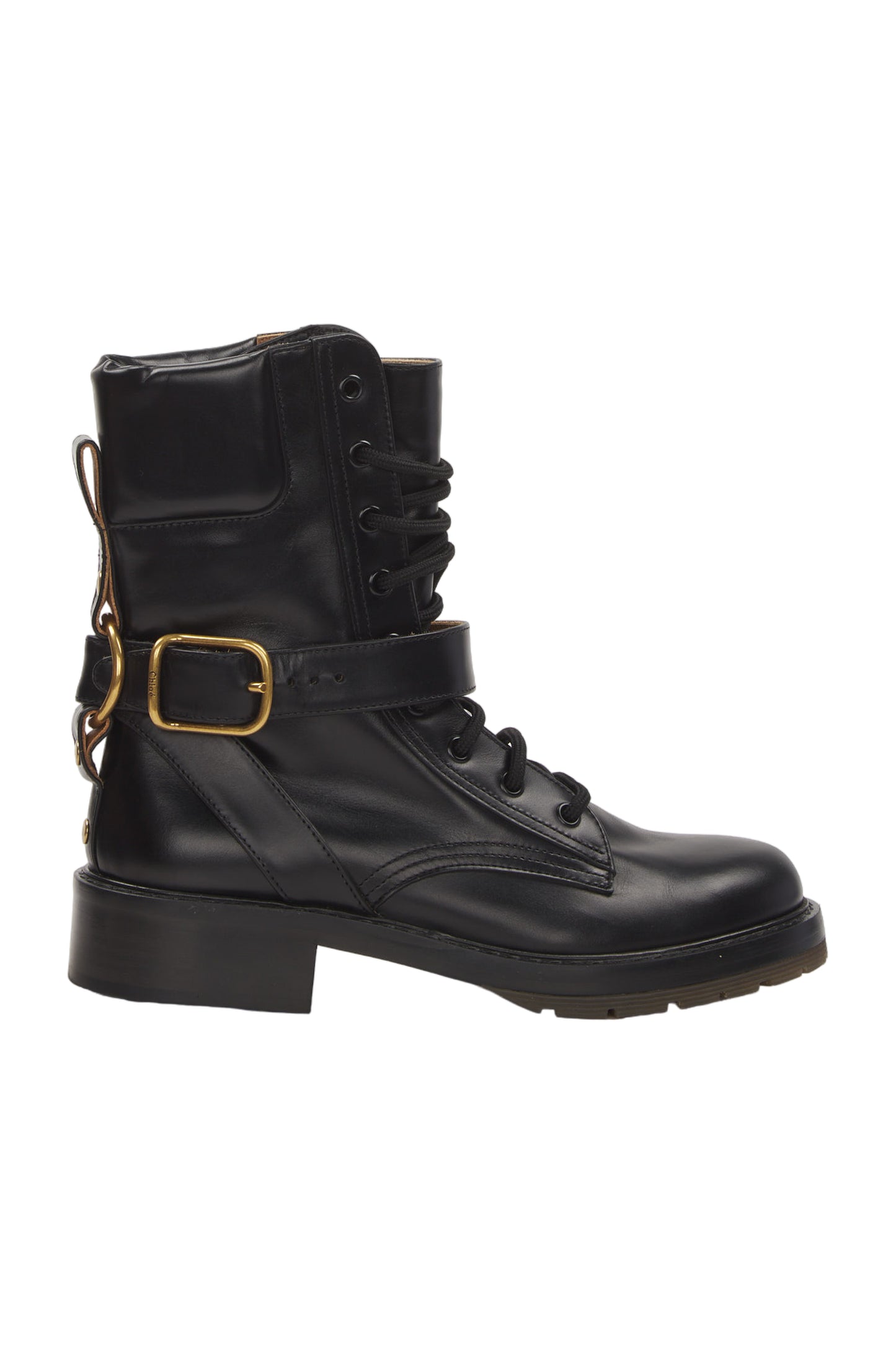 Chloé Diane Leather Lace Up Boots Schnürstiefeletten Size 38 Schwarz 