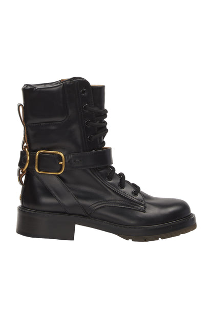 Chloé Diane Leather Lace Up Boots Schnürstiefeletten Size 38 Schwarz 