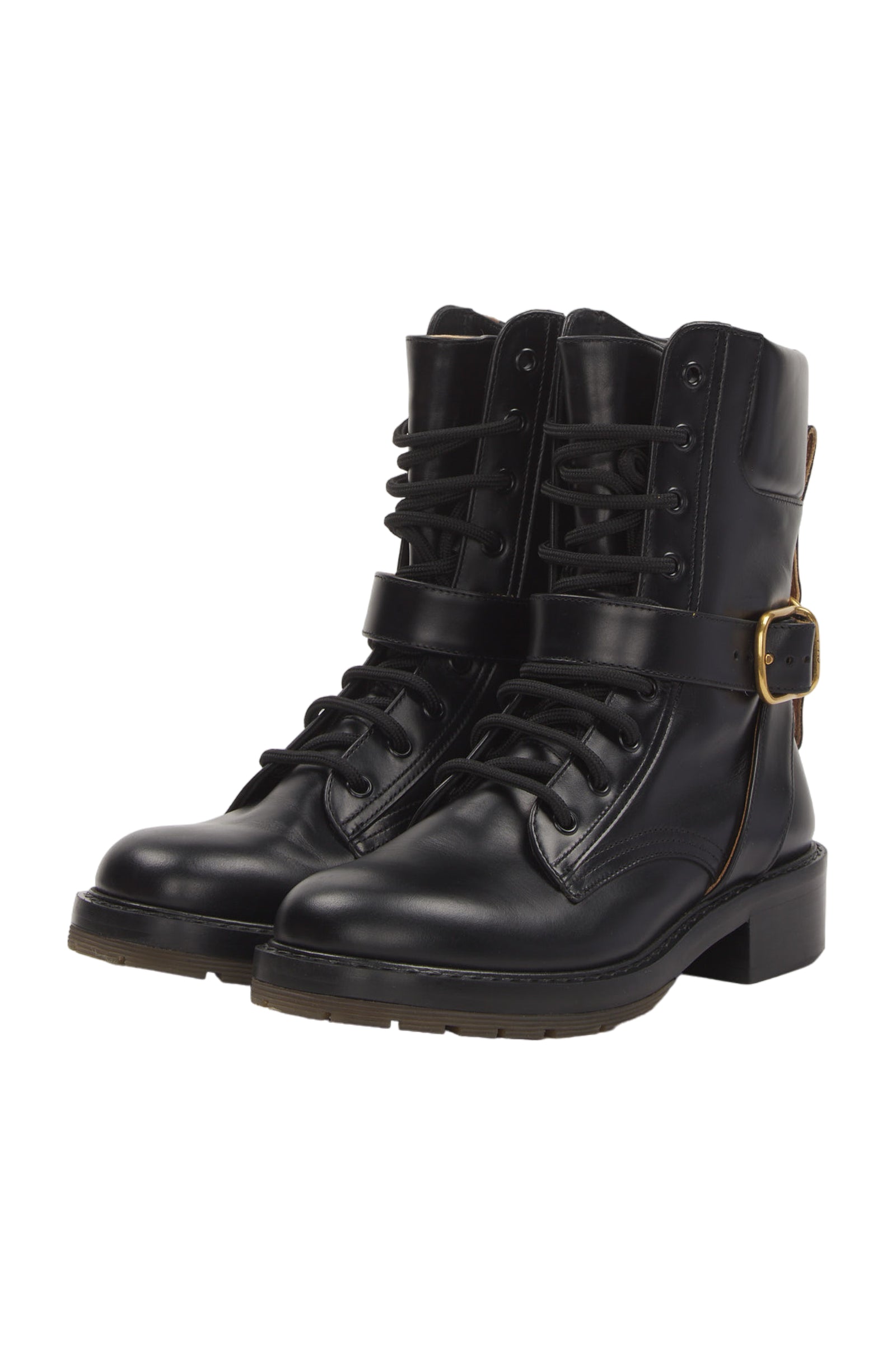 Chloé Diane Leather Lace Up Boots Schnürstiefeletten Size 38 Schwarz 