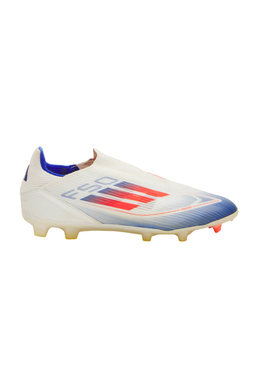 adidas Adizero F50 Pro Laceless FG Herren Fußballschuhe, Wolke Weiß Solar Rot Lucid Blau