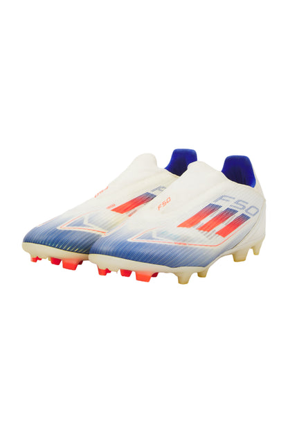 adidas Adizero F50 Pro Laceless FG Herren Fußballschuhe, Wolke Weiß Solar Rot Lucid Blau