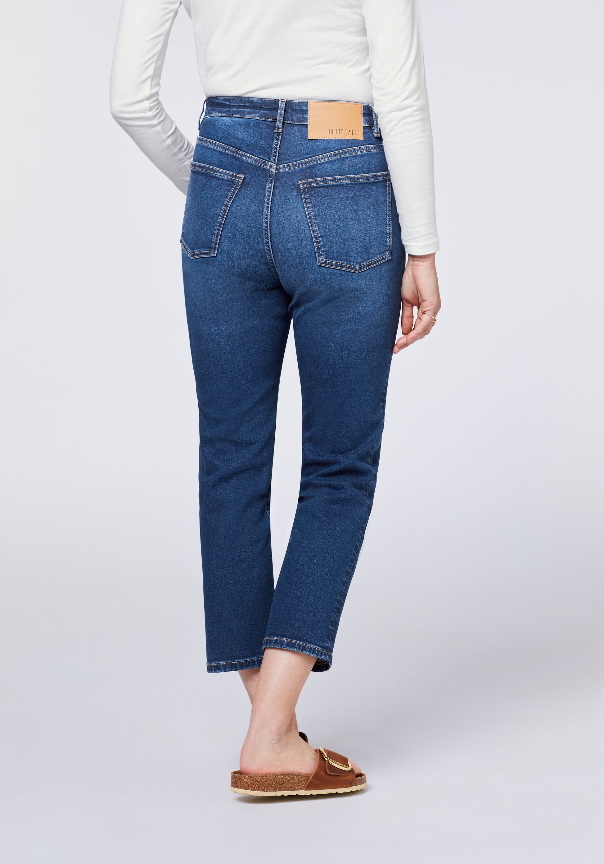 Detto Fatto Woman High Waist Cropped Straight Women, Jeans, Comfort Fit