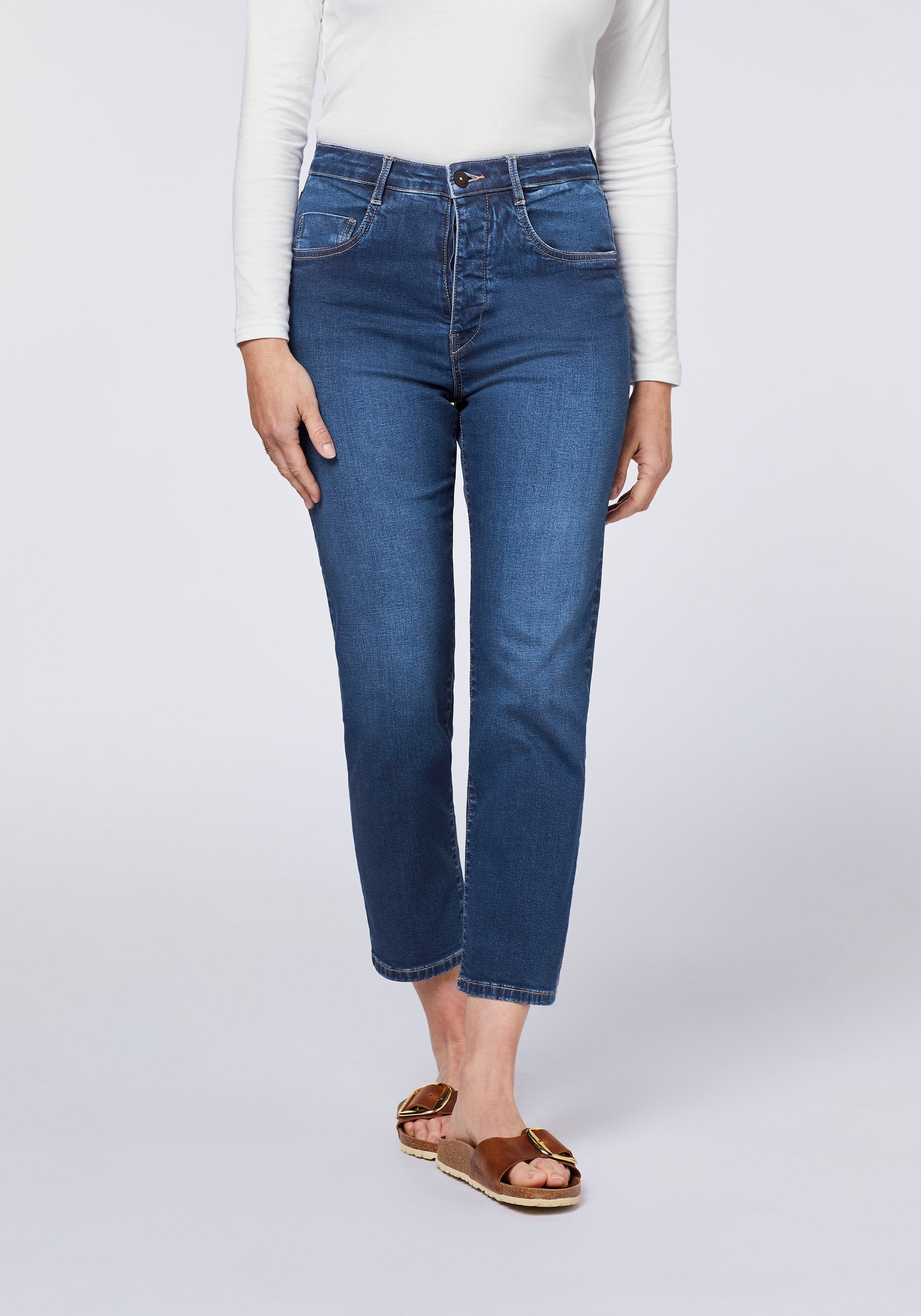 Detto Fatto Woman High Waist Cropped Straight Women, Jeans, Comfort Fit